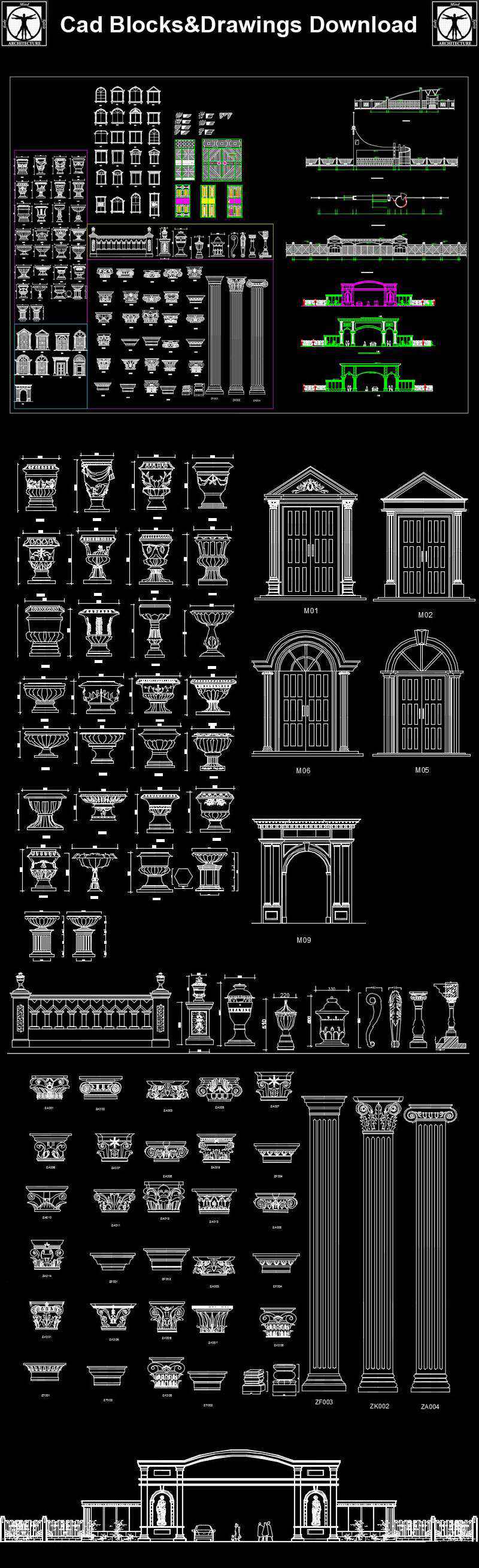 Decorative Elements,Carried of viceroys,Outdoor Decoration,Columns,CAD blocks for outdoor living design projects