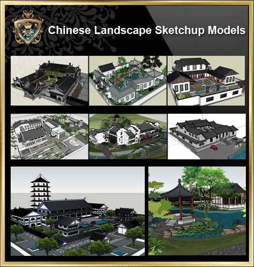 【20 Kinds of Chinese Landscape Sketchup 3D Models】(Best Collections!!)