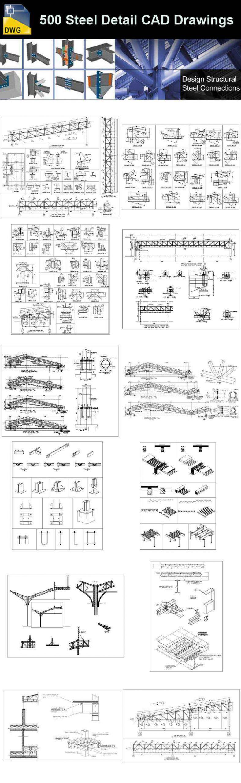 Over 500+ various type of Steel Structure Details CAD Drawings - Image 2