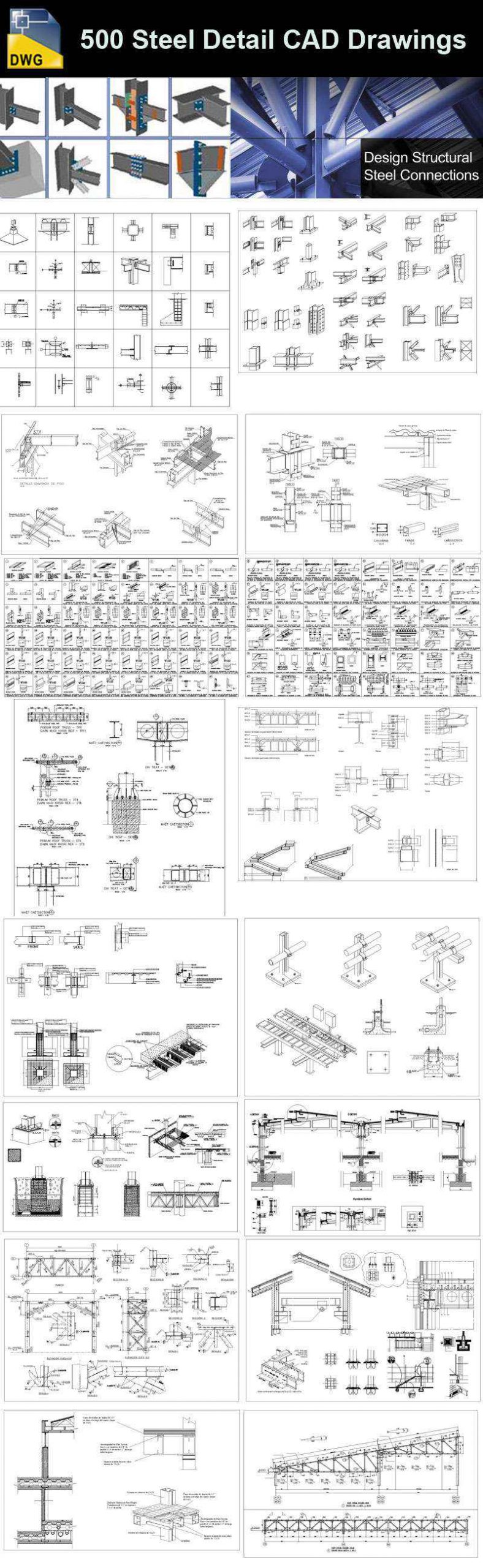 Over 500+ various type of Steel Structure Details CAD Drawings - Image 4