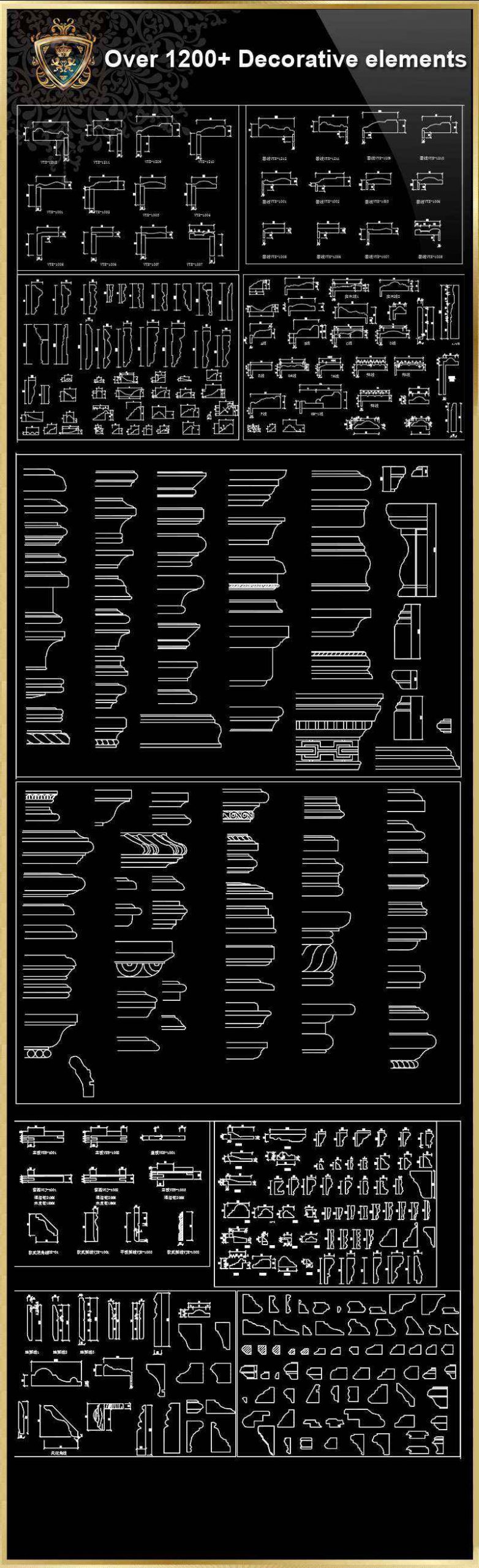 Over 1200+ Decorative Elements,Crown molding,Chair-rail,Door Trim,Skirting Board,Corner Post,Plain Molding - Image 21