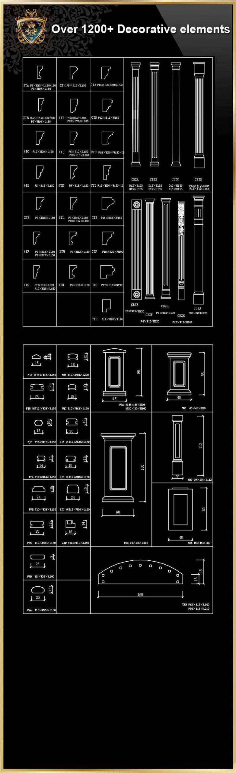 Over 1200+ Decorative Elements,Crown molding,Chair-rail,Door Trim,Skirting Board,Corner Post,Plain Molding - Image 20