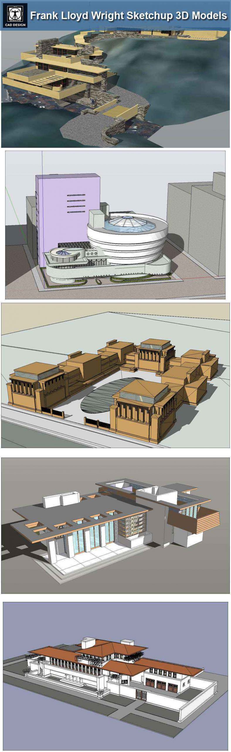 16 Projects of Frank Lloyd Wright Architecture Sketchup 3D Models(Recommanded!!) - Image 4