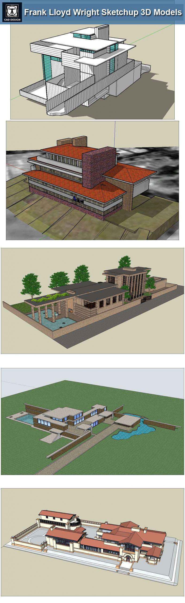 16 Projects of Frank Lloyd Wright Architecture Sketchup 3D Models(Recommanded!!) - Image 3