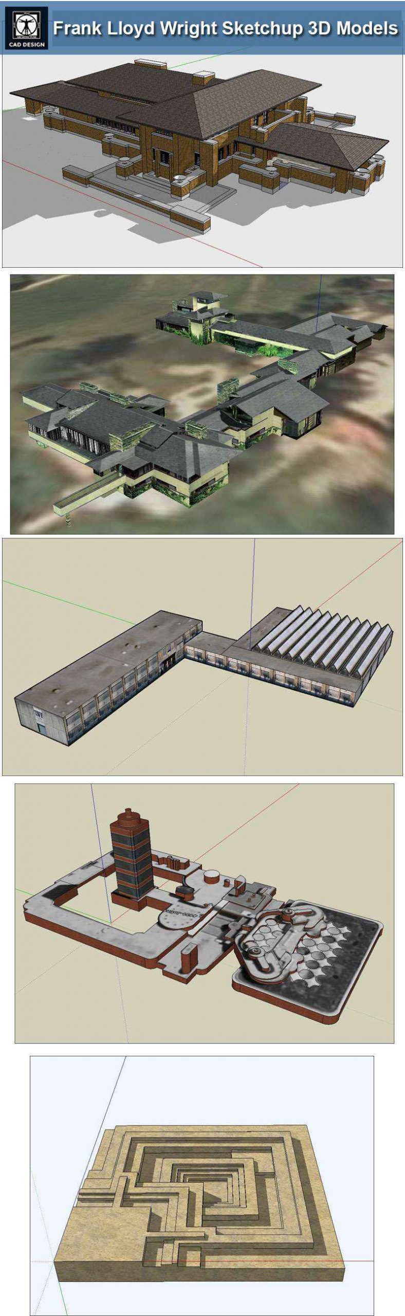 16 Projects of Frank Lloyd Wright Architecture Sketchup 3D Models(Recommanded!!) - Image 2