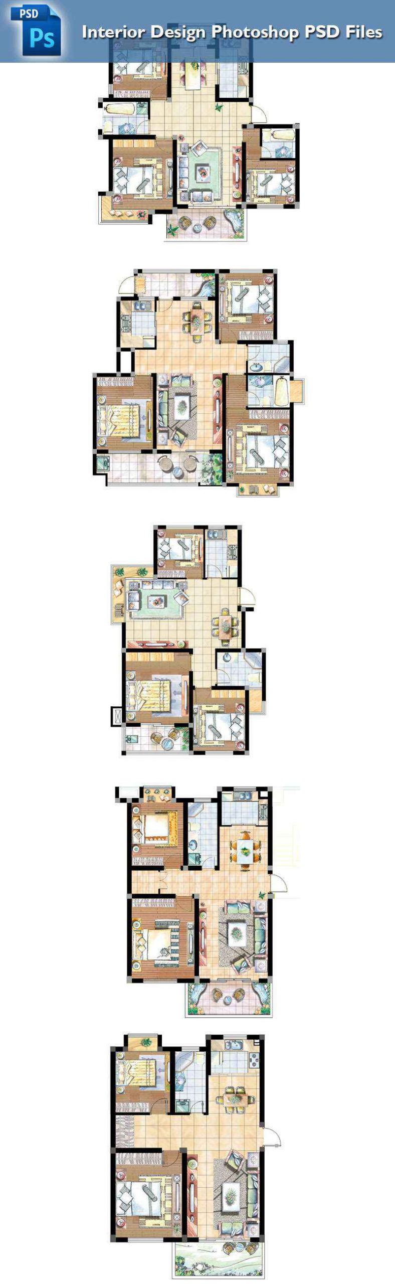 15 Types of Interior Design Layouts Photoshop PSD Template V.1 - Image 4
