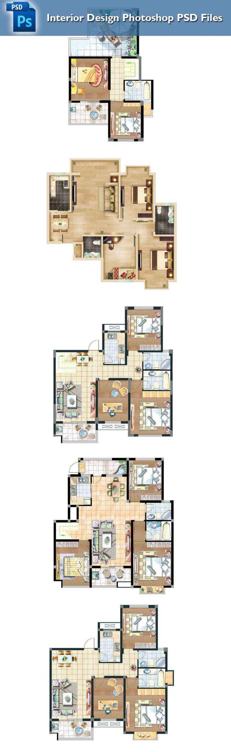 15 Types of Interior Design Layouts Photoshop PSD Template V.1 - Image 2