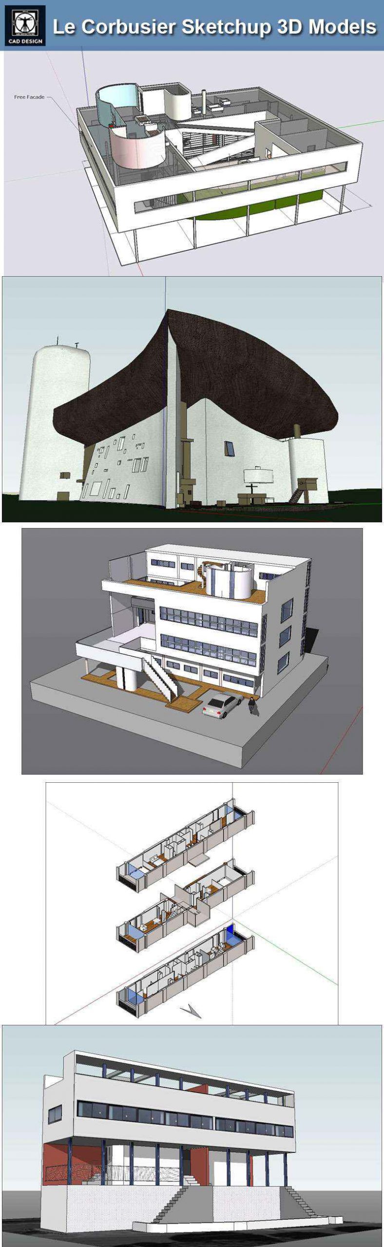 💎24 Types of Le Corbusier Architecture Sketchup 3D Models(Recommanded!!) - Image 6