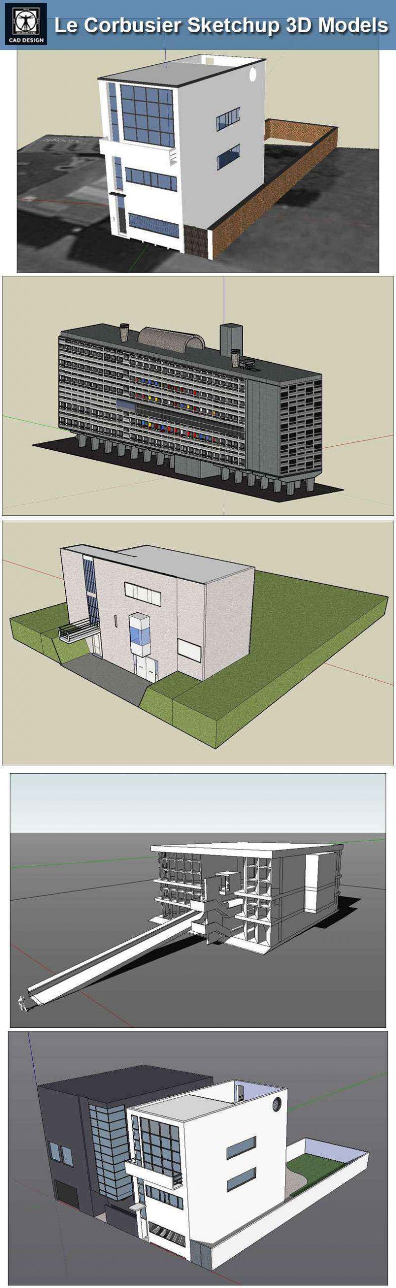 💎24 Types of Le Corbusier Architecture Sketchup 3D Models(Recommanded!!) - Image 5