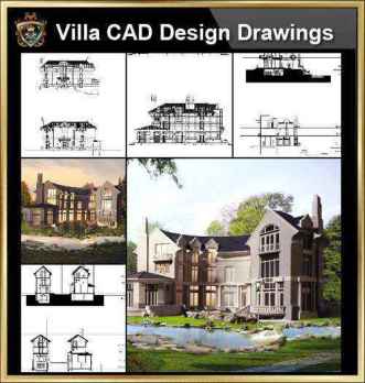 ★【Villa CAD Design,Details Project V.4-England Manor Style】Chateau,Manor,Mansion,Villa@Autocad Blocks,Drawings,CAD Details,Elevation