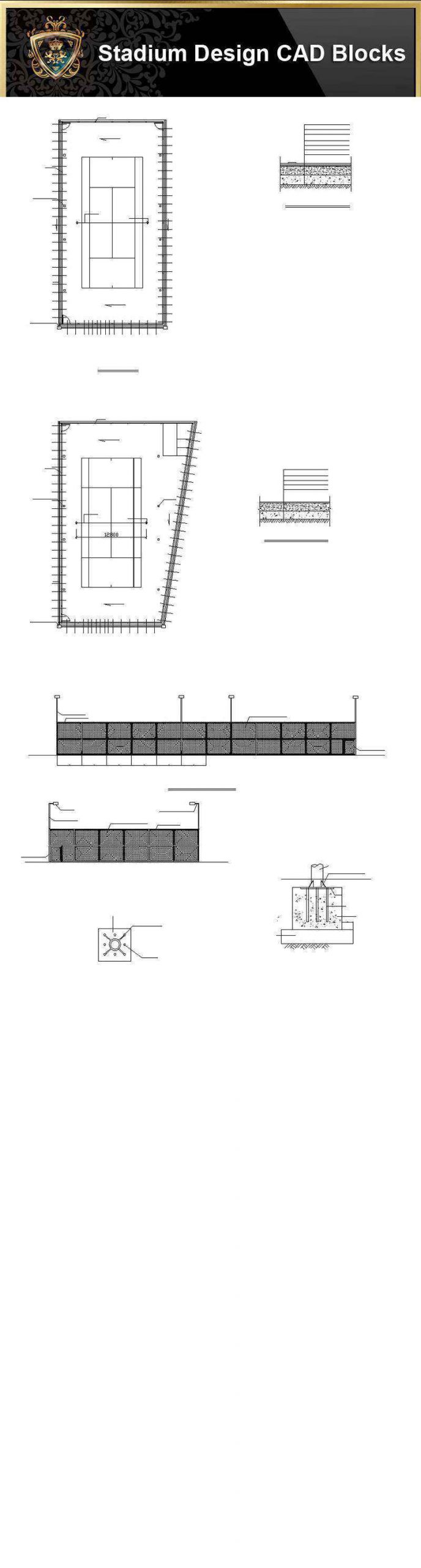 ★【Stadium CAD Blocks-Stadium,Gymnasium, track and field, playground, Sports hall V.2】@basketball court, tennis court, badminton court, long jump, high jump ,CAD Blocks,Autocad Blocks,Drawings,CAD Details - Image 11