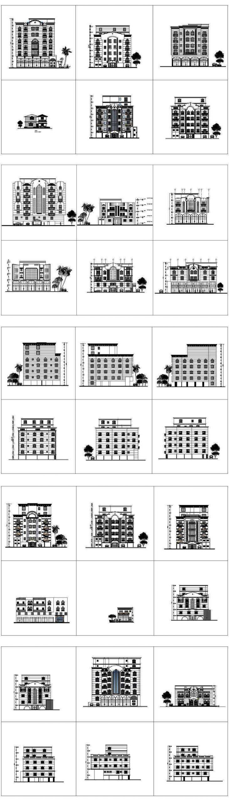 ★【Over 170+ Architecture Elevation,Building elevation CAD Design,Details,Elevation Collection】Facade design, building facade, home facade, building facade@Autocad Blocks,Drawings,CAD Details,Elevation - Image 6