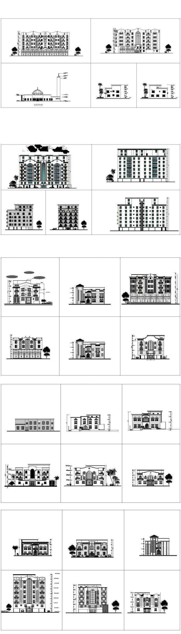 ★【Over 170+ Architecture Elevation,Building elevation CAD Design,Details,Elevation Collection】Facade design, building facade, home facade, building facade@Autocad Blocks,Drawings,CAD Details,Elevation - Image 4