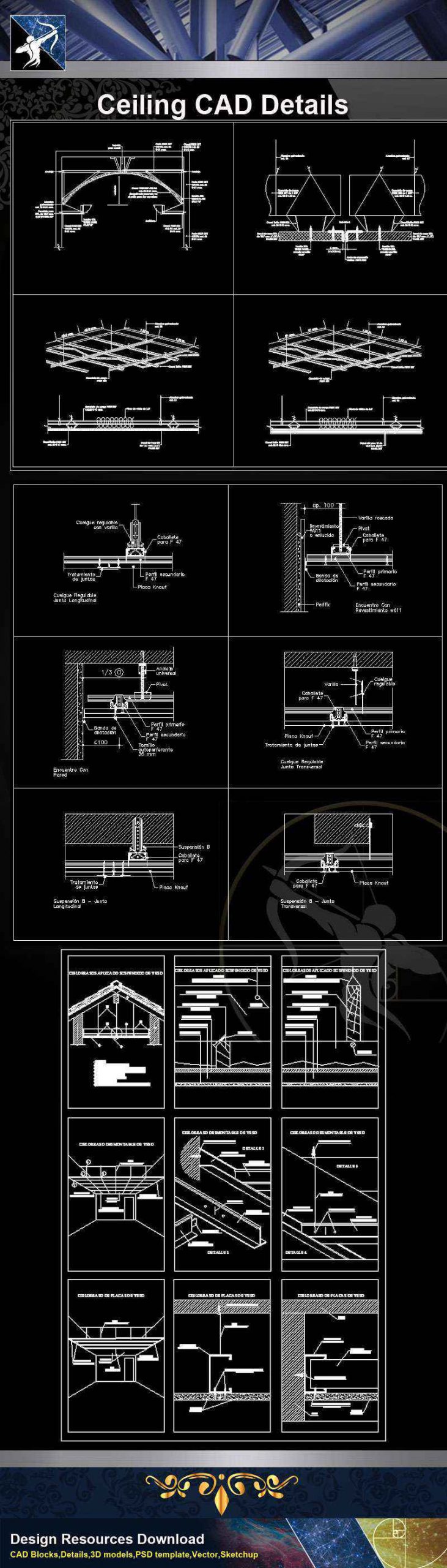 【Architecture CAD Details Collections】Ceiling Design CAD Details V.1 - Image 2