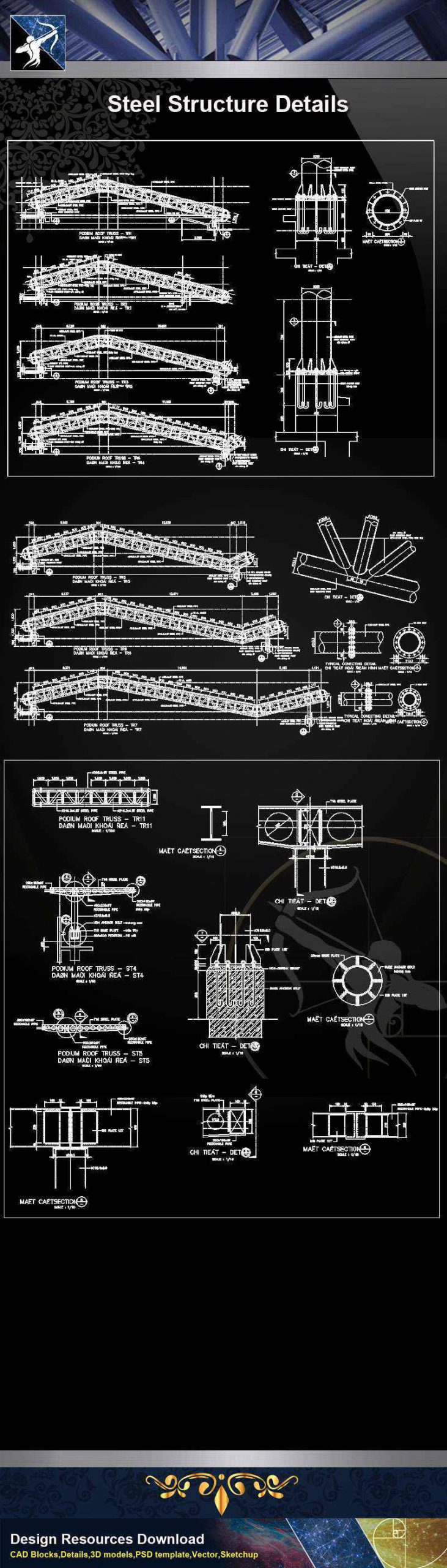 【Architecture CAD Details Collections】Steel Truss Structure Details - Image 3