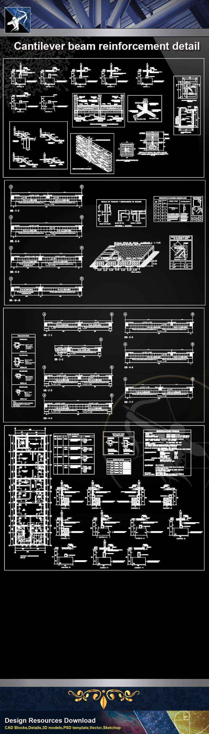 Cantilever beam reinforcement CAD Details