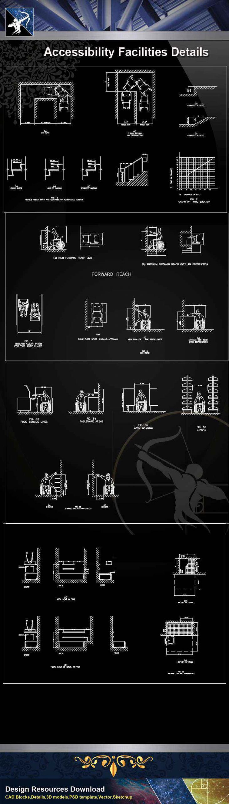 【Architecture CAD Details Collections】Accessibility Facilities Details V.2 - Image 3