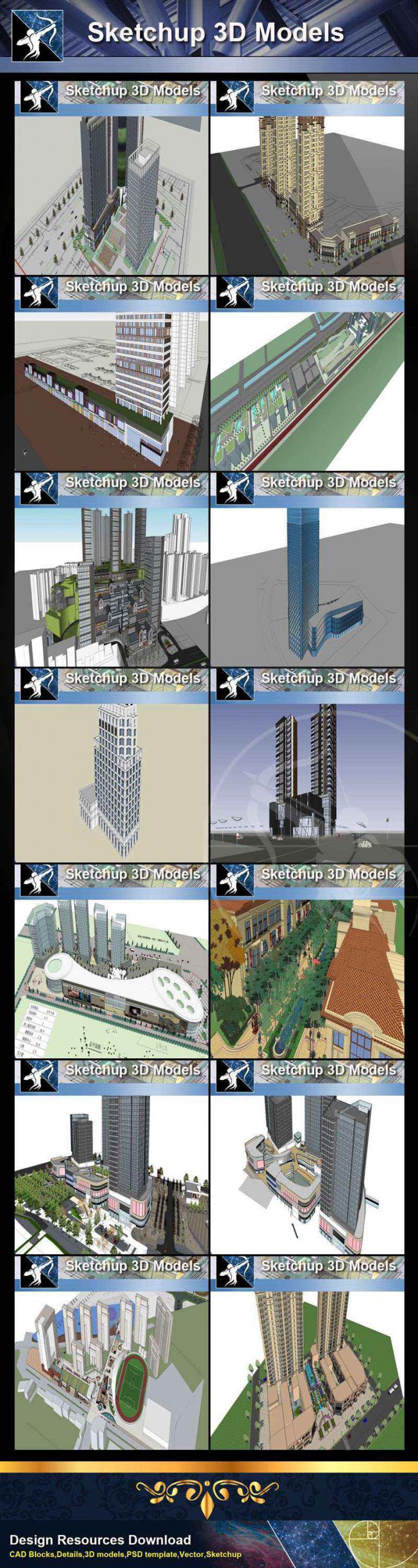 ★Total 98 Types of Commercial,Residential Building Sketchup 3D Models Collection(Best Recommanded!!)