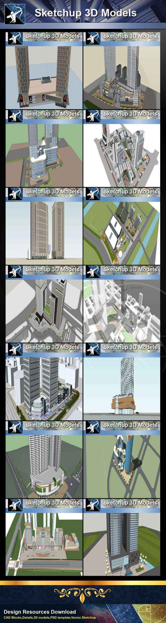 ★Total 98 Types of Commercial,Residential Building Sketchup 3D Models Collection(Best Recommanded!!)