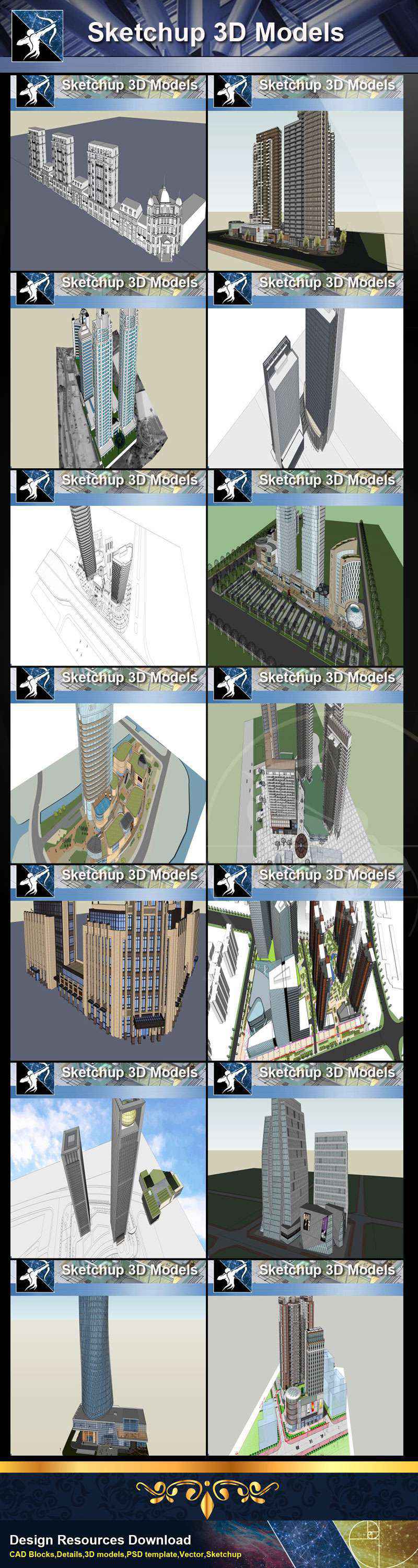★Total 98 Types of Commercial,Residential Building Sketchup 3D Models Collection(Best Recommanded!!)