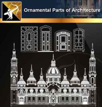 ★【Ornamental Parts of Architecture -Decoration Element CAD Blocks V.3】@Autocad Decoration Blocks,Drawings,CAD Details,Elevation