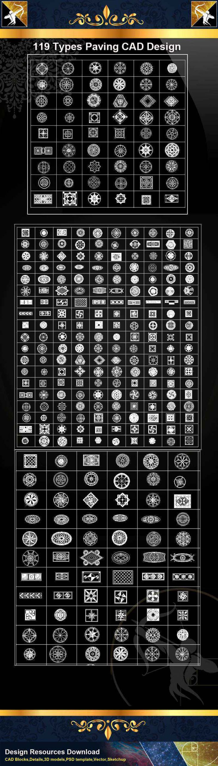 ★【119 Types CAD Paving Blocks】@Autocad Decoration Blocks,Drawings,CAD Details,Elevation - Image 2