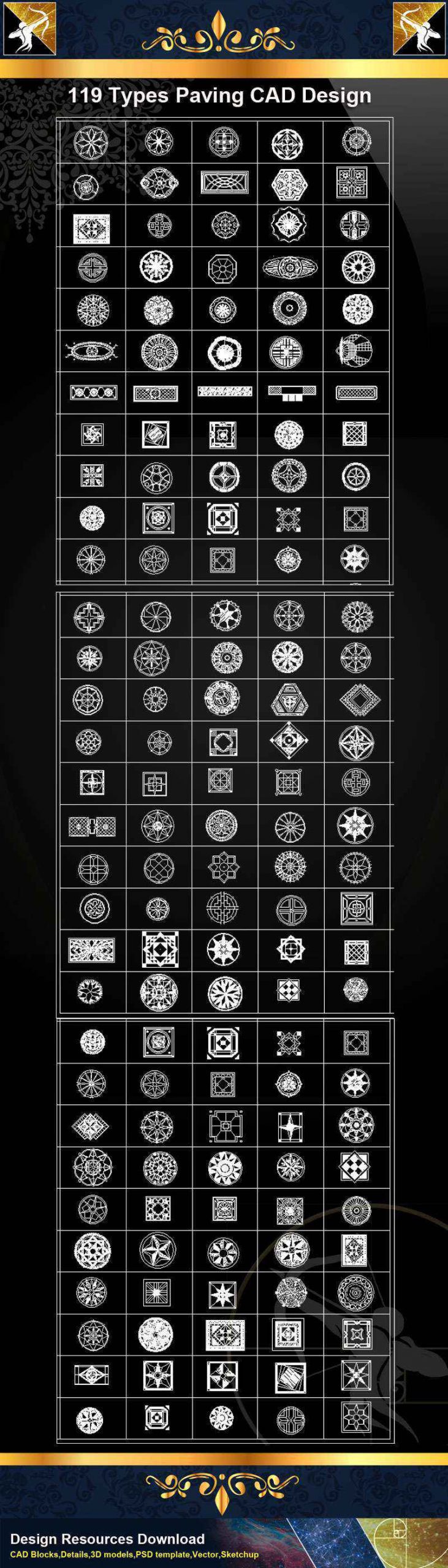 ★【119 Types CAD Paving Blocks】@Autocad Decoration Blocks,Drawings,CAD Details,Elevation - Image 3