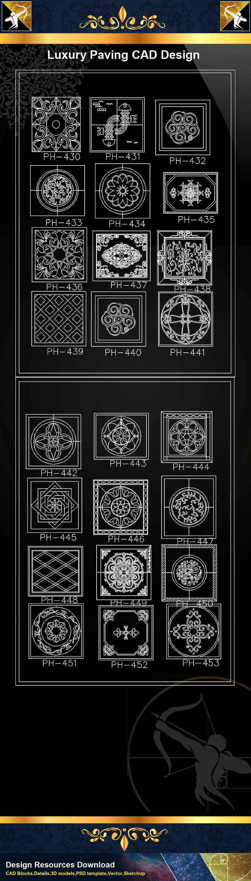 ★【 Luxury Ground Design-CAD Paving Blocks】@Autocad Decoration Blocks,Drawings,CAD Details,Elevation