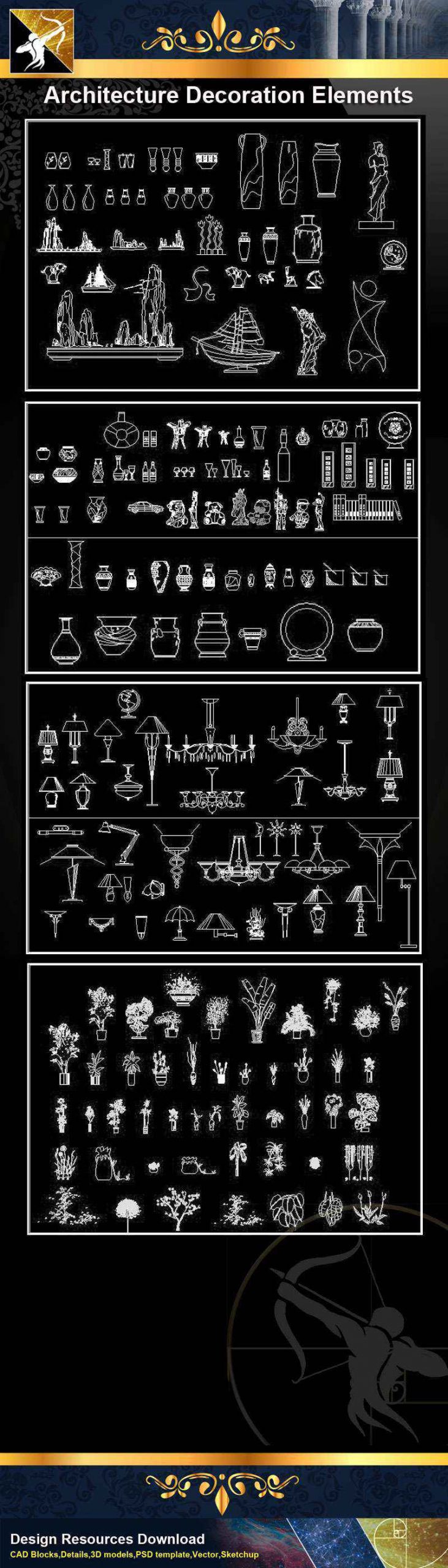 ★【 Architecture Decoration Elements V.1】@Autocad Decoration Blocks,Drawings,CAD Details,Elevation - Image 3