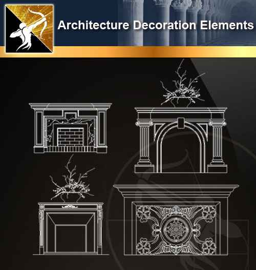 ★【 Free Architecture Decoration Elements V.10】@Autocad Decoration Blocks,Drawings,CAD Details,Elevation