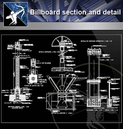【Architecture CAD Details Collections】Billboard section and detail