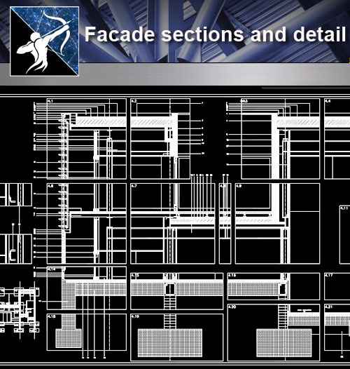 【Architecture CAD Details Collections】Facade sections and detail