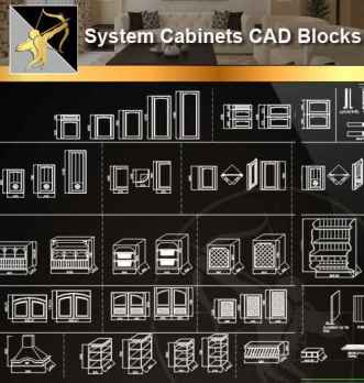 ★【 System Cabinets CAD Drawings V.1】@Autocad Blocks,Drawings,CAD Details,Elevation