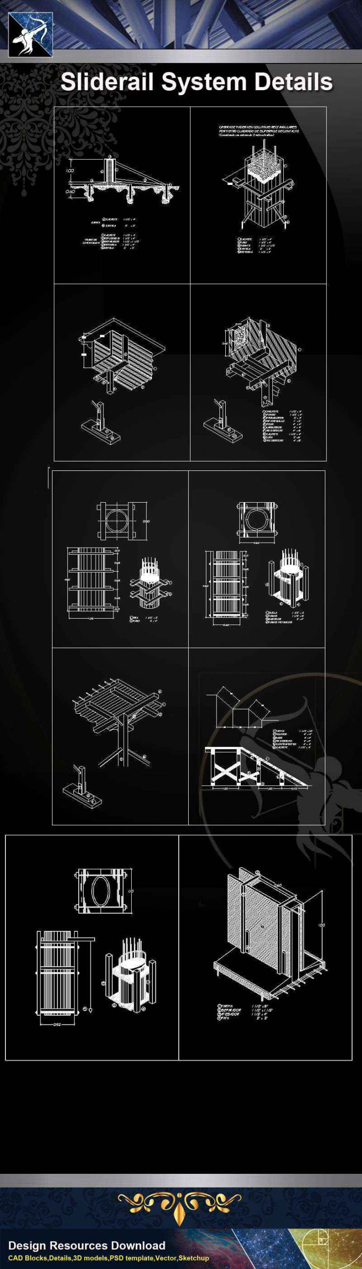 【Architecture CAD Details Collections】Sliderail System Details CAD Details - Image 2