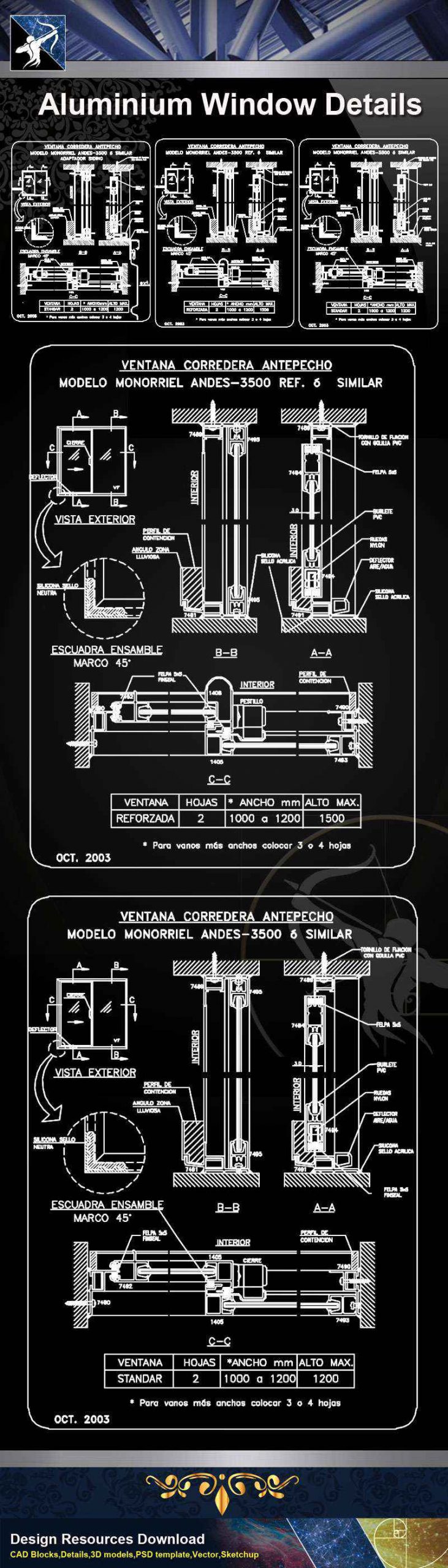 【Architecture CAD Details Collections】Aluminium Window CAD Detail Collection