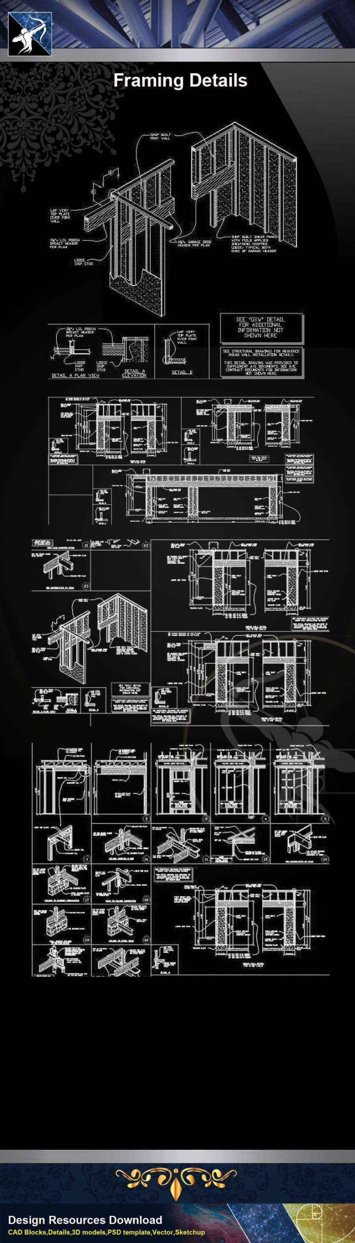 【Architecture CAD Details Collections】Framing CAD Details Collection - Image 3