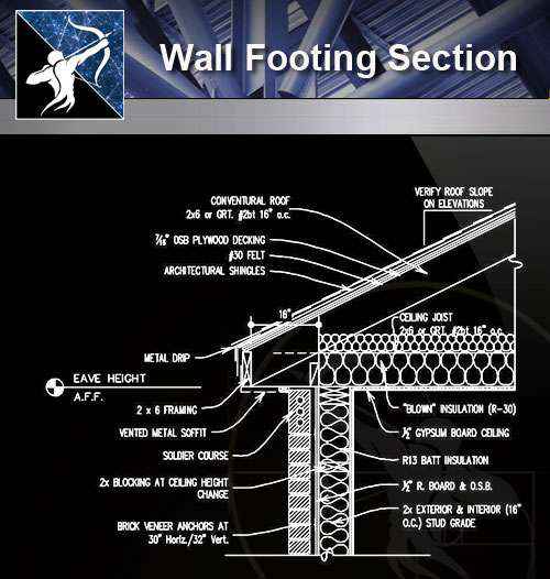 【Architecture CAD Details Collections】Wall Footing Section CAD Details