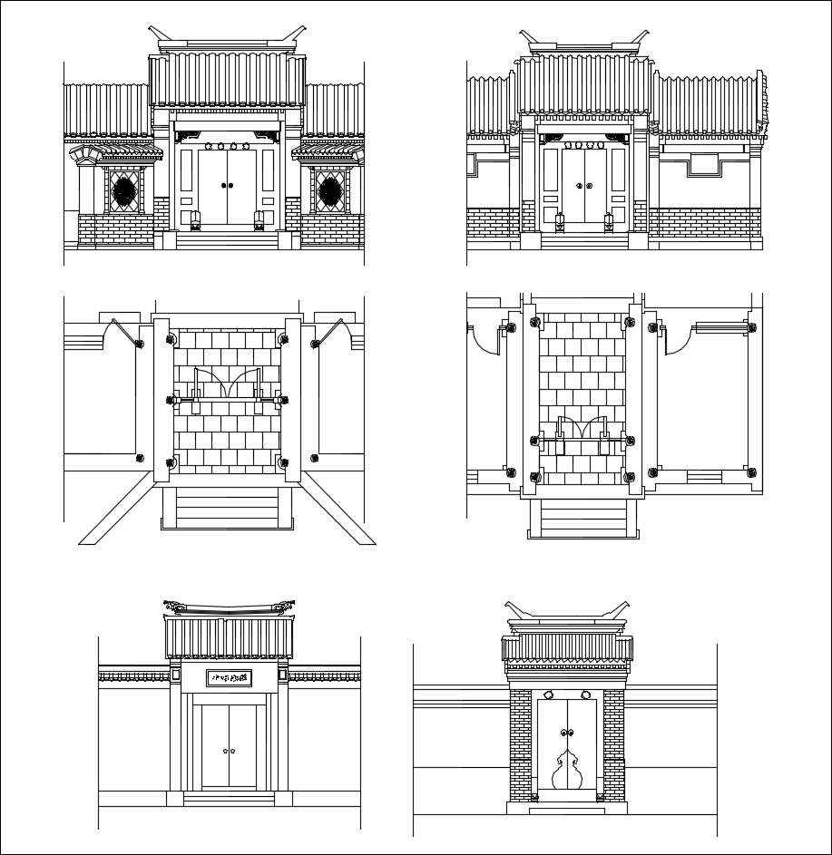 ★【Chinese Architecture CAD Drawings】@Chinese Gate,Door Design Drawings,CAD Details,Elevation - Image 4