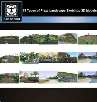 ★【Sketchup 3D Models】15 Types of Plaza Landscape Sketchup 3D Models V.2