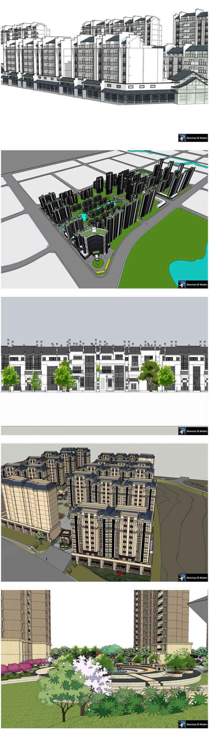 ★【Sketchup 3D Models】20 Types of Residential Building Landscape Sketchup 3D Models V.1 - Image 3