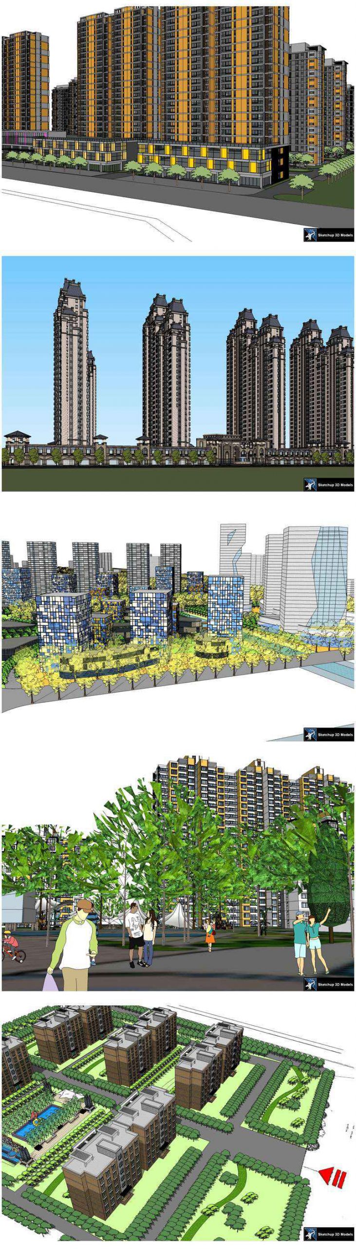 ★【Sketchup 3D Models】20 Types of Residential Building Landscape Sketchup 3D Models V.7 - Image 2