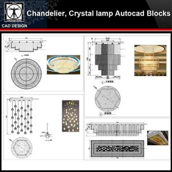 ★【 Modern crystal headlights,Chandelier, Crystal lamp Autocad Blocks】-All kinds of Autocad Blocks Collection