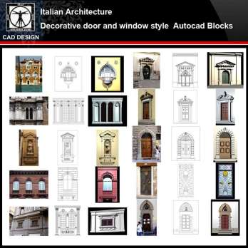 ★【Italian Architecture Style Design】Italian architecture · Decorative door and window style CAD Drawings