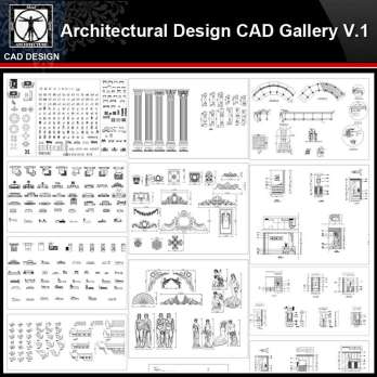 ★【Architectural Design Gallery Autocad Drawings V.1】All Decoration elements Bundle