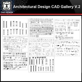 ★【Architectural Design Gallery Autocad Drawings V.2】All Decoration elements Bundle
