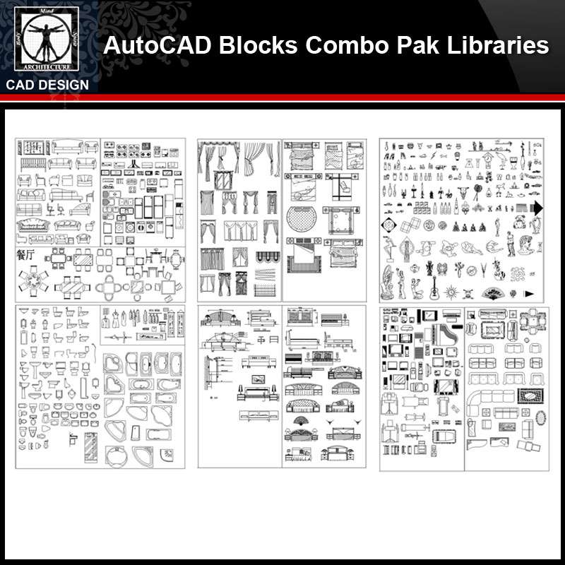 ★【Autocad Blocks Combo Pak Libraries V.2】All kinds of CAD blocks Bundle