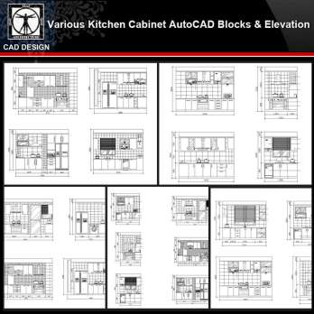 ★【Various Kitchen Cabinet Autocad Blocks & elevation V.1】All kinds of Kitchen Cabinet CAD drawings Bundle