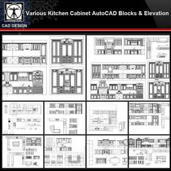 ★【Various Kitchen Cabinet Autocad Blocks & elevation V.2】All kinds of Kitchen Cabinet CAD drawings Bundle