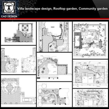 ★【Villa Landscape design,Rooftop garden,Community garden CAD Drawings Bundle V.1】All kinds of Landscape design CAD Drawings