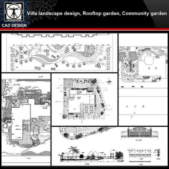 ★【Villa Landscape design,Rooftop garden,Community garden CAD Drawings Bundle V.5】All kinds of Landscape design CAD Drawings